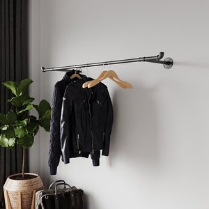 Steampunk Rustic Wall Mounted Clothes Rack | Garment Rack | Pipe Clothes Rail - Versatile & Stylish Hanging Rail