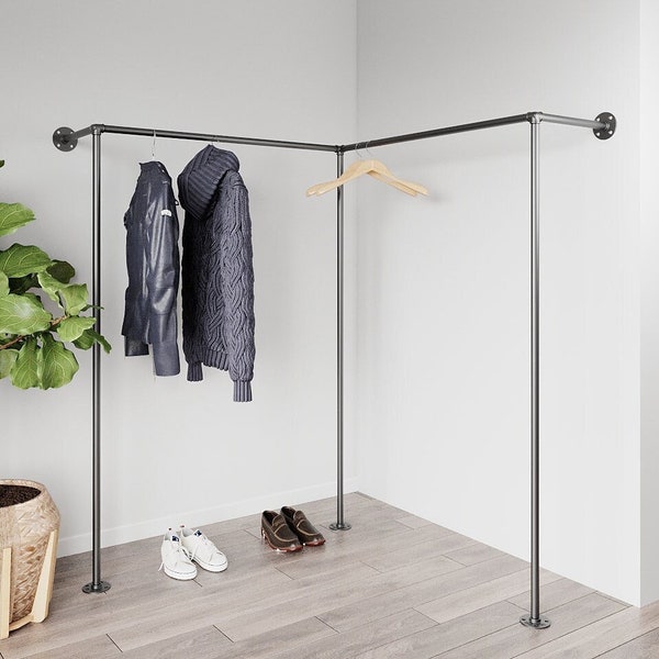 Corner Clothing Rack, Pipe Corner Open Wardrobe, Hanging Rail Garment Storage EXAMPLE