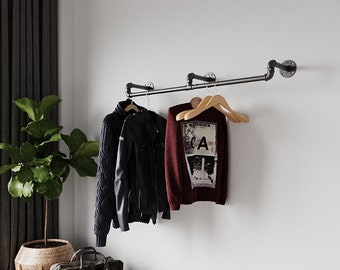 Industrial pipe Clothes Rail Handmade Urban Industrial Clothes Rail |Clothing Rack | Urban Garment Storage | Industrial Hanging Garment Rail