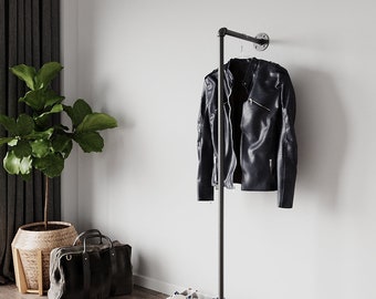 Handmade Industrial Clothes Rack - Iron Pipe Garment Hanging Rail - Rustic Minimalist Retail Display