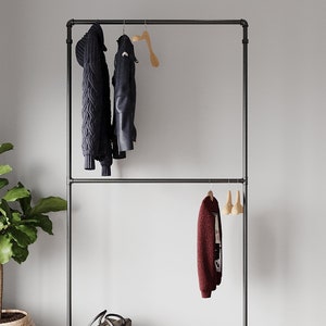 Double Clothes Rack Clothing Rack Garment Rack Industrial Pipe Clothes Rack  Clothing Storage  Pipe Rack Shop Fixture minimalist Rack