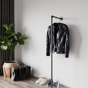 Handmade Industrial Clothes Rack - Iron Pipe Garment Hanging Rail - Rustic Minimalist Retail Display