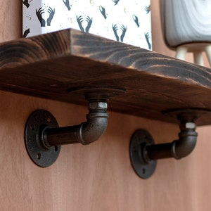 Pair Pipe Shelf Brackets, Steampunk Shelf Brackets, Industrial Shelf Brackets, 90 Degree, Industrial Decor Hand made farmhouse Style Rustic