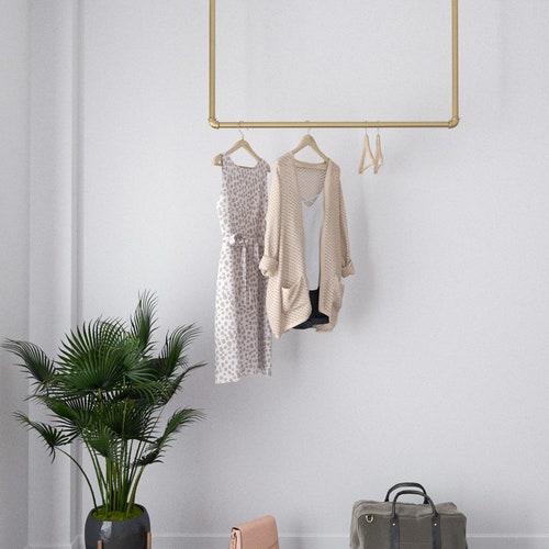 Minimalistic Clothes Rack Garment Rail Made of Metal Mounted - Etsy