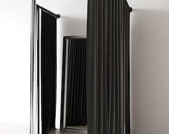Barras de Cortina Curvas para Vestuario Hechas a Mano en Negro y Blanco