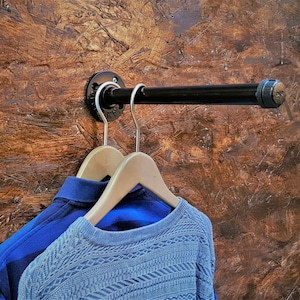 Industrial wall mounted clothes rack, Wall mounted clothes rail, Pipe rack, Garment rack, Clothes hanging rack, Hanging rail, Clothes rack image 5