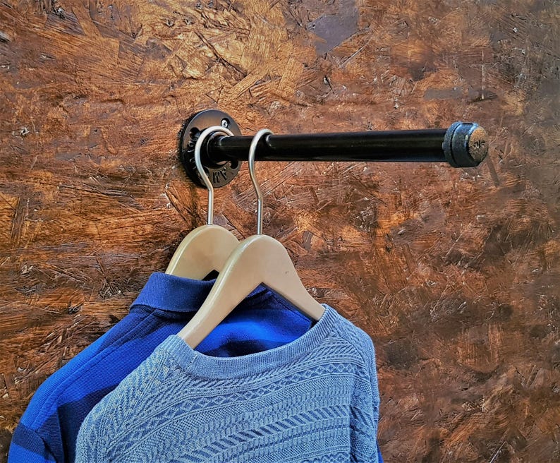 Industrial wall mounted clothes rack, Wall mounted clothes rail, Pipe rack, Garment rack, Clothes hanging rack, Hanging rail, Clothes rack image 5