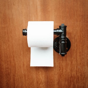 Industrial Toilet Roll Holder: Vintage Black Cast Iron, Steampunk Bathroom Decor
