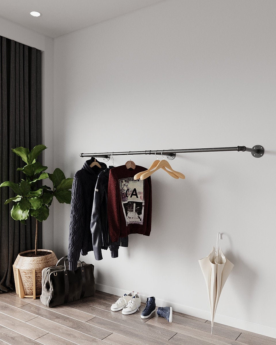 Unho Clothes Rail Wall Mounted: Industrial Pipe Clothing Hanging