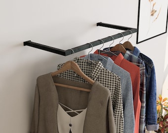 Clothes Rail Storage - Square & U Shape Design Rack | Wall Ceiling Mount Minimalist Wardrobe Organizer | Metal Rack for Entryway Closet