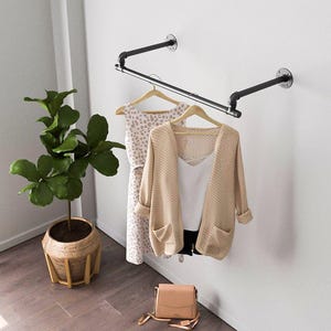 Wall Mounted pipe Clothing rack Made to order Urban style Steampunk design image 1