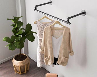 Wall Mounted pipe Clothing rack Made to order Urban style Steampunk design