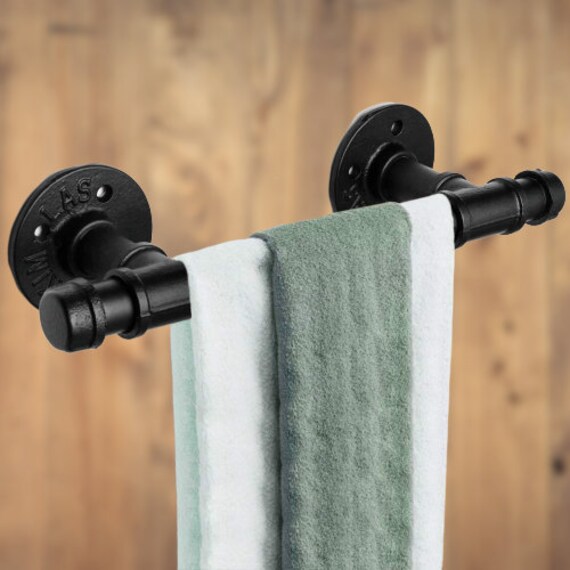 Industrial Pipe Towel Bar Bathroom Towel Hook Iron Pipe Etsy