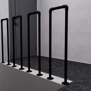 Industrial Staircase Rail, Black Steel, Hallway Decor, Safety Rail, Loft Stair Rail, Steam Punk design Pipe Decor custom-made