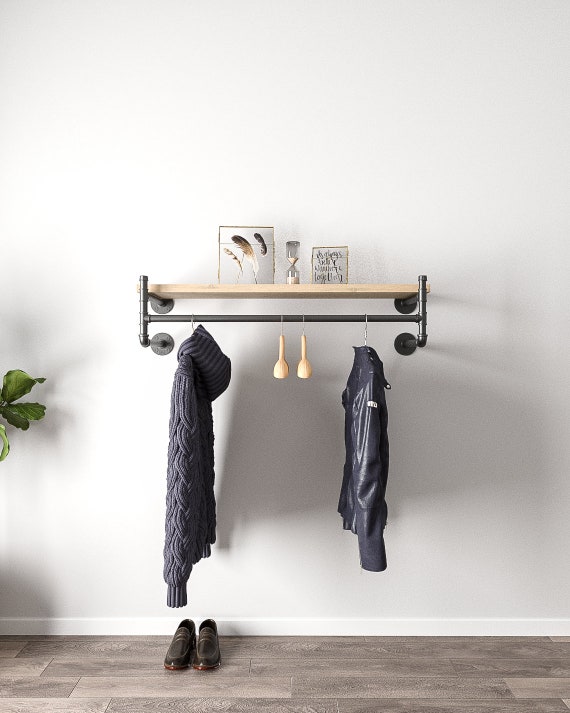 Minimalist Heavy Duty Wall Mounted Clothes Rack, Wall Mounted Clothes Rail,wall  Garment Rack, Scaffold Boards Not Included 