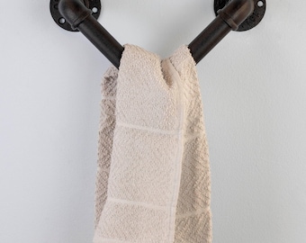 Industrial Pipe Bathroom Towel Holder | Rustic Bathroom Decor | Wall Mounted Towel Rack | Made in the UK