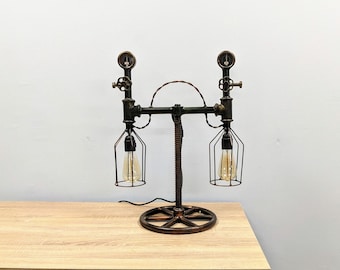Free Standing Desk Lamp Industrial light Bedside Table  Light WaterPipe Light Pipe Decor