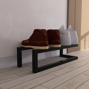 Minimalist Metal Shoe Rack: Industrial Entryway Organizer, Loft Storage Bench image 6