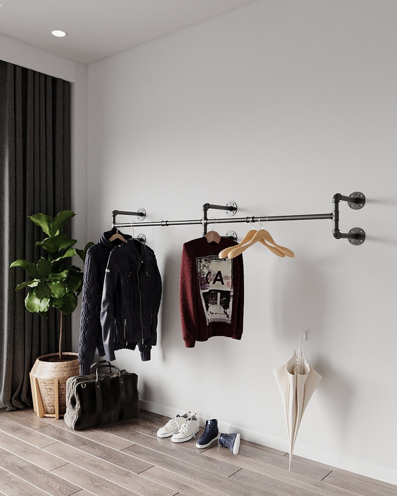 Wall Mounted Clothes Rack Wall Mounted Clothes Rail Pipe Etsy Ireland