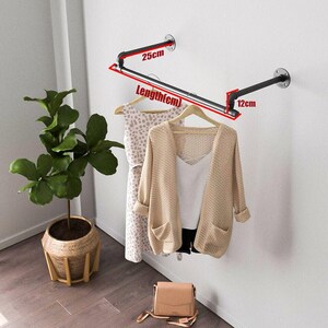 Wall Mounted pipe Clothing rack Made to order Urban style Steampunk design image 4