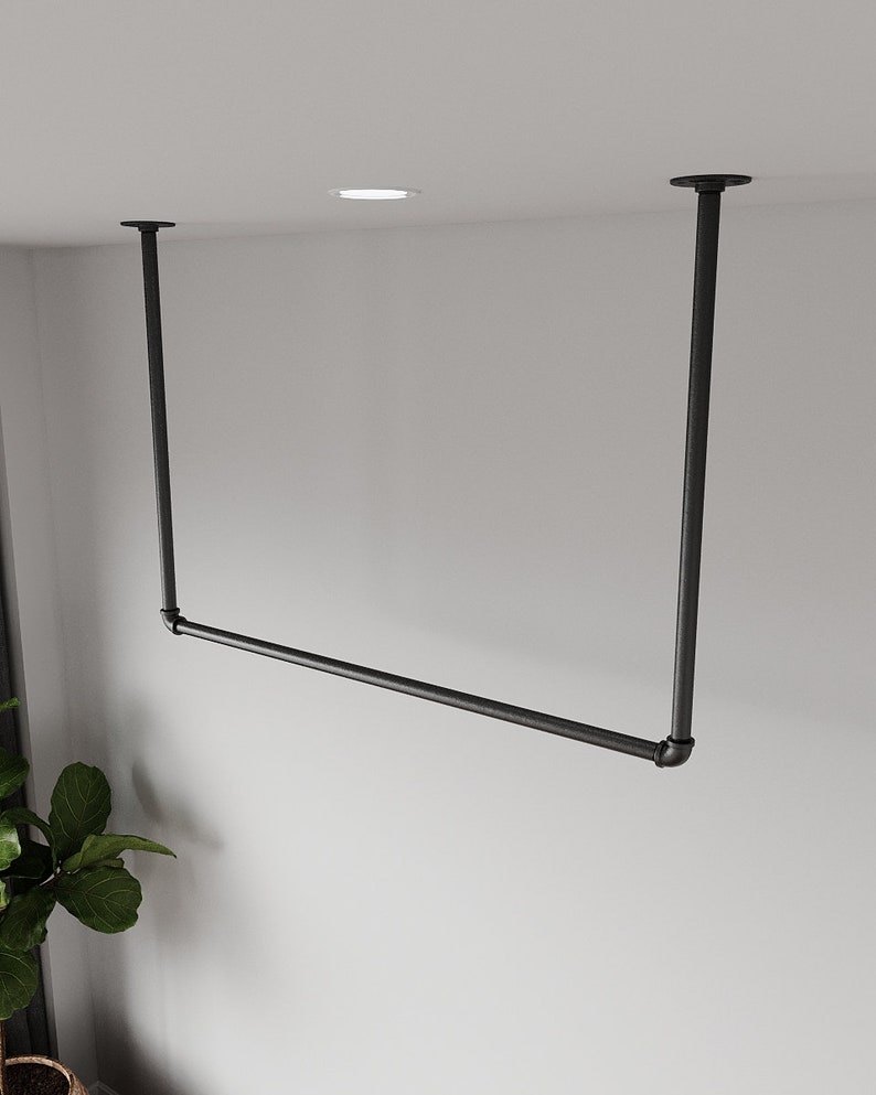 Minimalistic Clothes Rack Garment Rail made of metal mounted Etsy