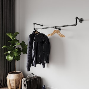 Industrial pipe Clothes Rail Handmade Urban Industrial Clothes Rail |Clothing Rack | Urban Garment Storage | Industrial Hanging Garment Rail