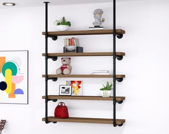 Industrial Floating Shelves Rustic Farmhouse Pipe Wall Units Durable Open Kitchen Pipe Shelving Wood is not included.