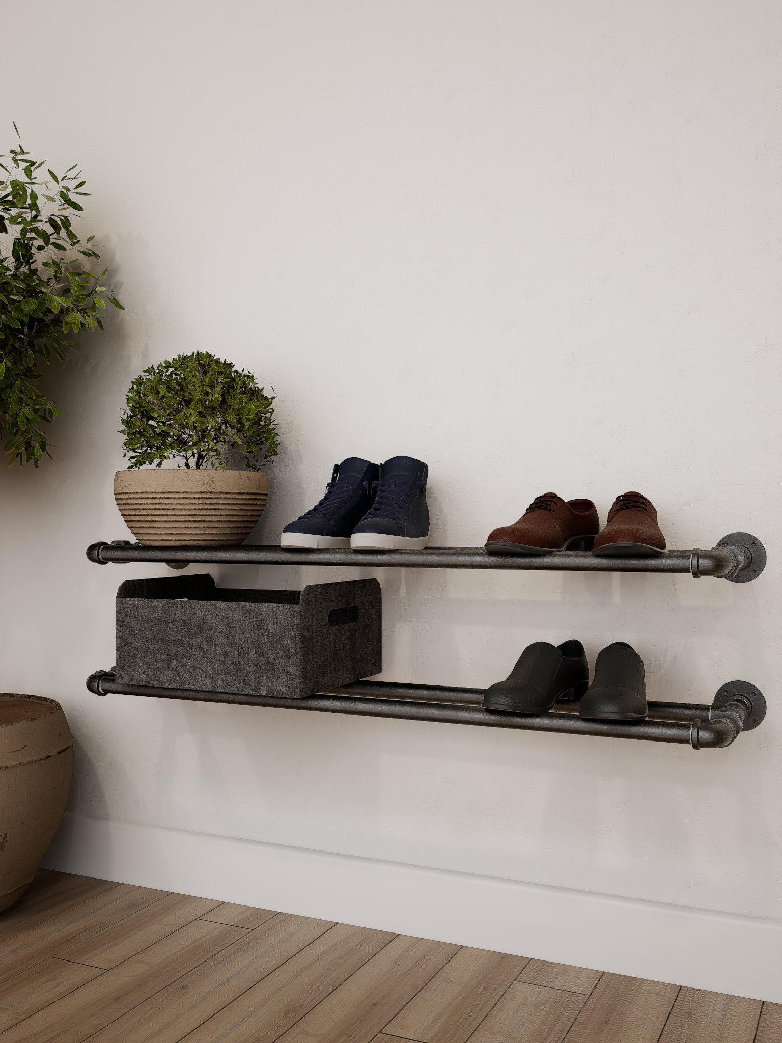 Vintage Style Wall Mounted Shoe Rack Shoe Rack Made of Metal Pipe Shoe ...