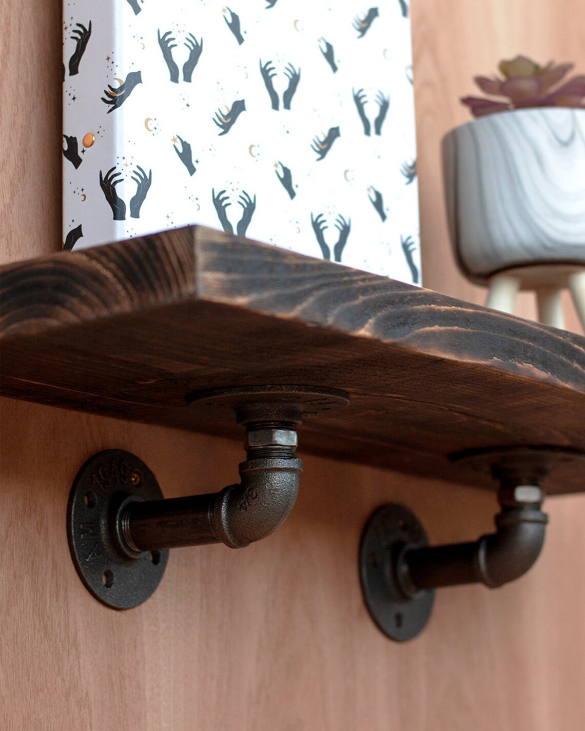 Pair Industrial Steel Pipe Shelf Bracket Holder Elbow Style Etsy