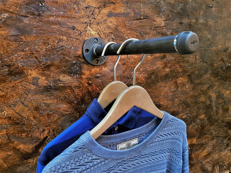 Industrial wall mounted clothes rack, Wall mounted clothes rail, Pipe rack, Garment rack, Clothes hanging rack, Hanging rail, Clothes rack image 1