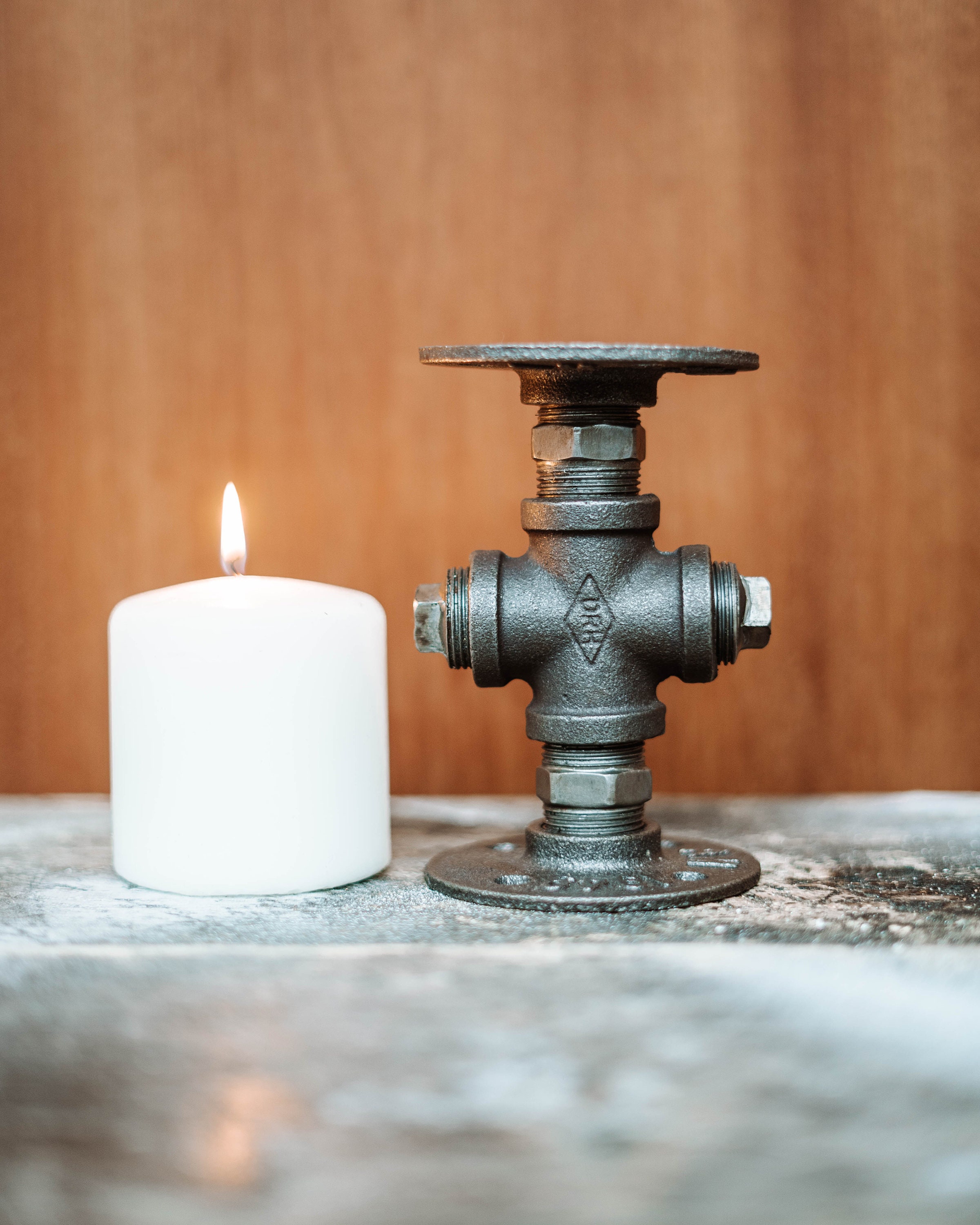 Pipe Candle Holder, Industrial Pipe Candle Holder, Home