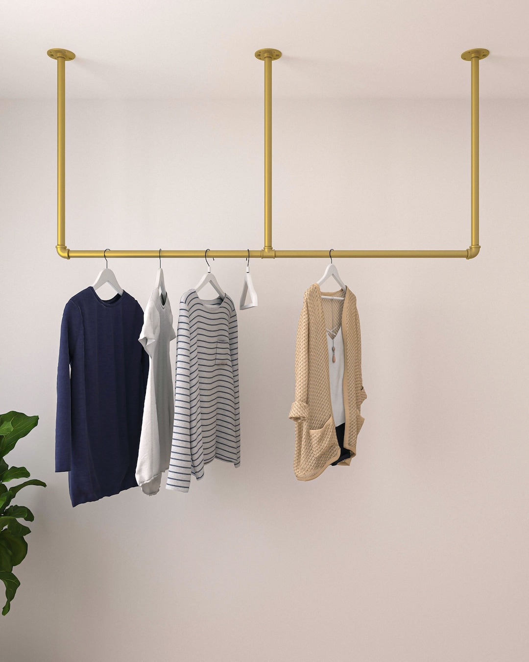 Heavy Duty Minimalistic Clothes Rack Garment Rail Made of Metal Mounted