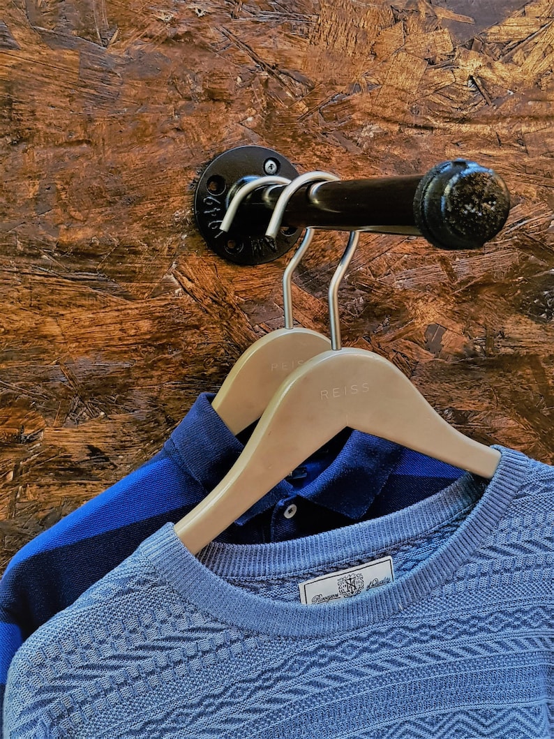 Industrial wall mounted clothes rack, Wall mounted clothes rail, Pipe rack, Garment rack, Clothes hanging rack, Hanging rail, Clothes rack image 4