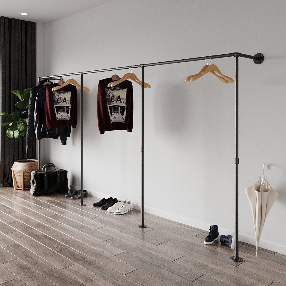 Open Wardrobe Industrial Clothes Rail Coat Rack Wardrobe System