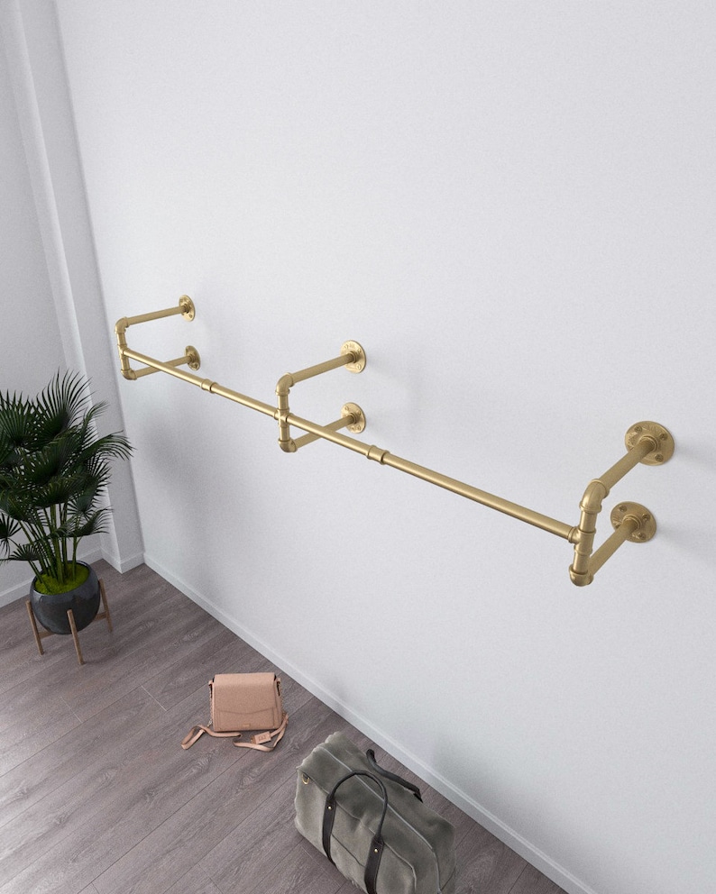 Gold Heavy Duty Mounted Clothes Rack Wall Mounted Clothes Etsy UK