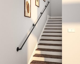 Pasamanos Industrial para Escaleras | Barandilla de Hierro Fundido | Estilo Retro | Hecho a Mano por Encargo