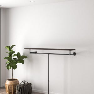 Stylish Minimalist Pipe Clothing Rail with Shelf - Custom Industrial Design (Board Not Included) image 3
