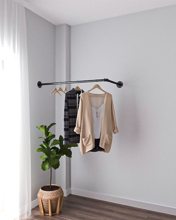 Industrial Corner Clothes Rail Clothes Hanger Wall Mounted Rail