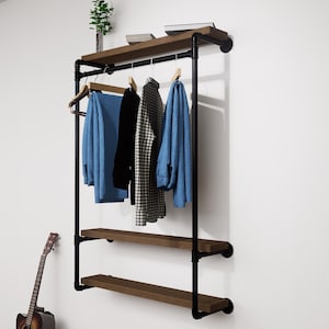 Wall mounted clothes rack clothing rack Clothes storage system Made to order Durable and stylish