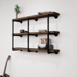 Customizable Industrial Shelving Unit Tailored Wood and Pipe Shelves for Room Floating Open Kitchen Shelves, Farmhouse Pipe Shelves,Bookcase