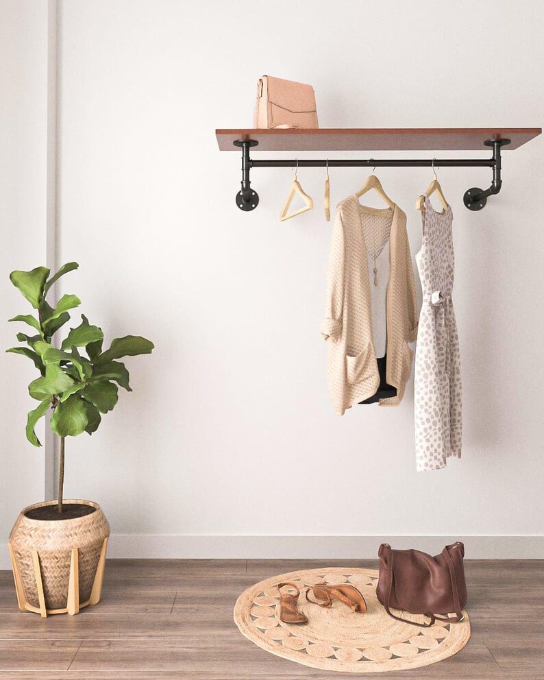 Urban Industrial Coat Rack Handmade Clothes Rail Iron Pipe Garment Rack ...