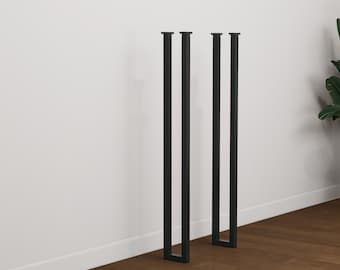 Industrial Steel Table Legs: Heavy Duty Box Frame, Set of 2
