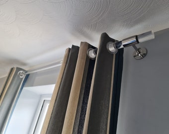 Modern Acrylic Curtain Pole with Nickel Brackets - Clear Lucite Curtain Rail - Custom Sizes Available