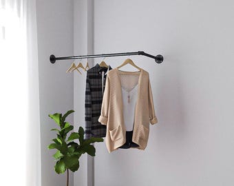 Industrial Corner Clothes Rail: Wall Mounted Steampunk Hanger