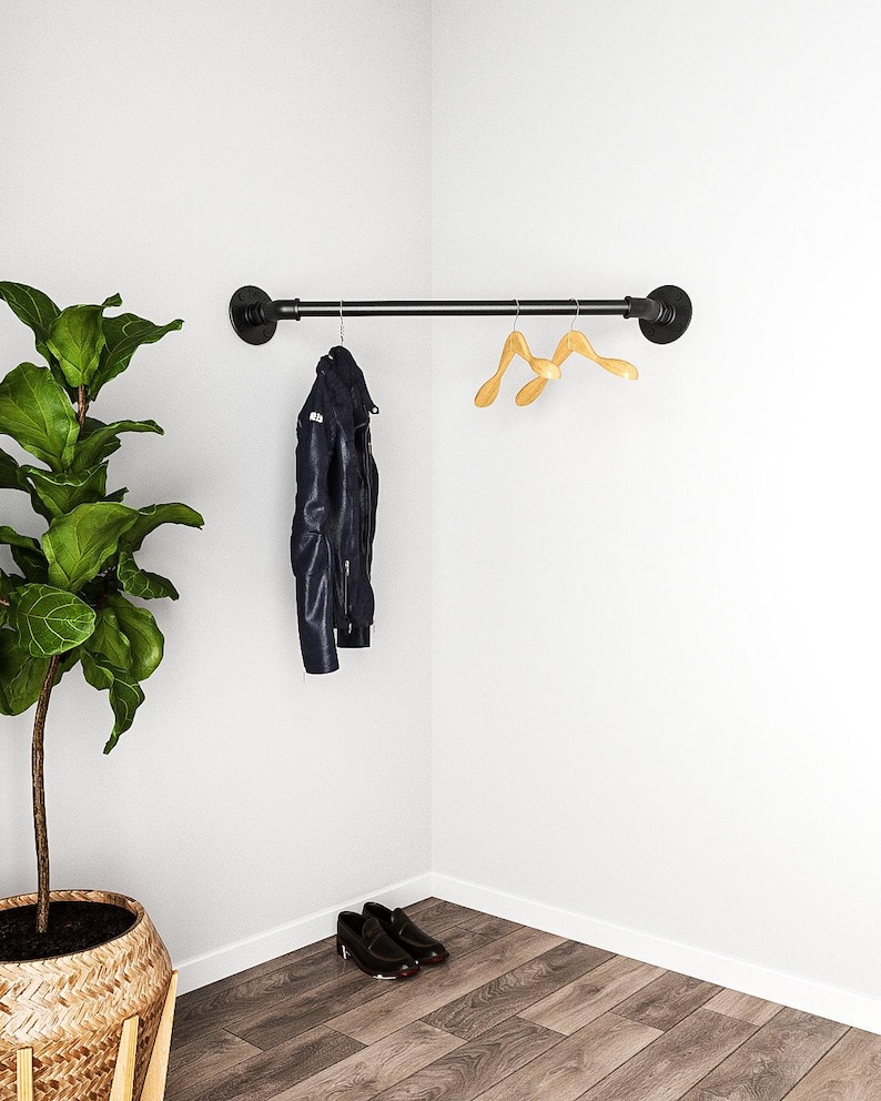 Industrial pipe corner clothing rack corner hanger Industrial hanger retail display image 2