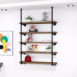 Industrial Floating Shelves Rustic Farmhouse Pipe Wall Units Durable Open Kitchen Pipe Shelving Wood is not included.