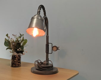 Vintage table lamp Industrial pipe Steampunk table lamp, industrial decor