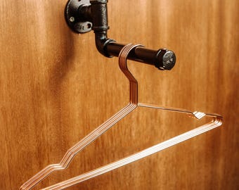 Custom Made-to-Order Pipe Clothing Rack - Urban Steampunk Design - Wall-Mounted Garment Rack & Clothes Rail