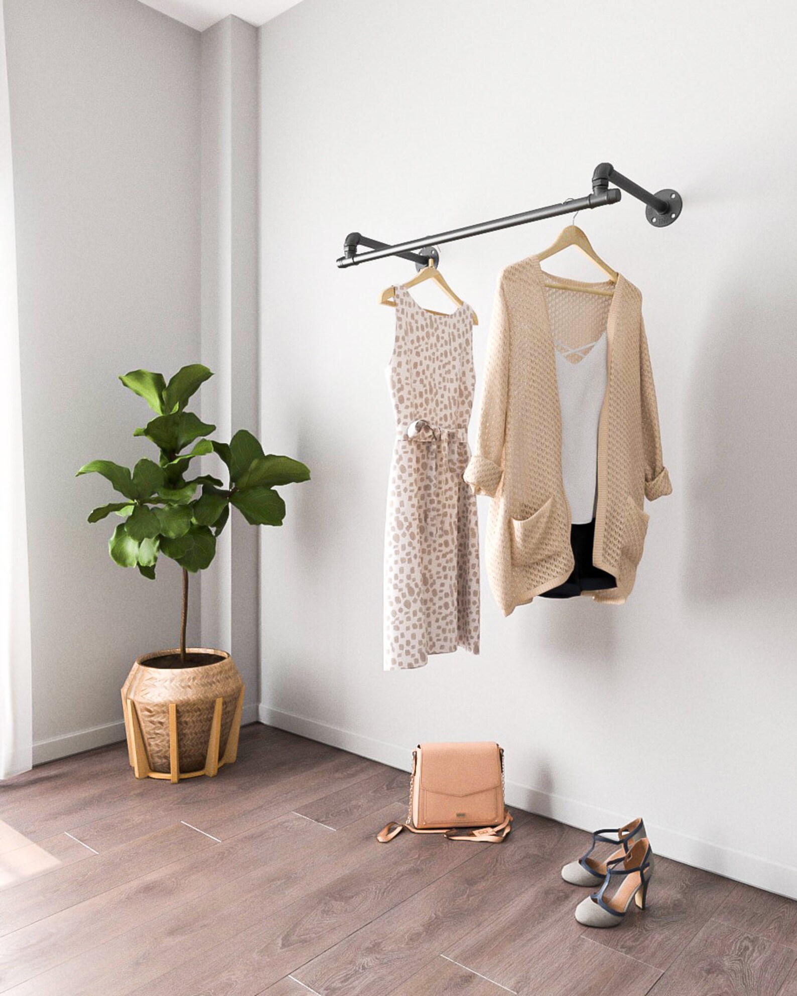 Wall Mounted Pipe Clothing Rack Made to Order Urban Style Steampunk