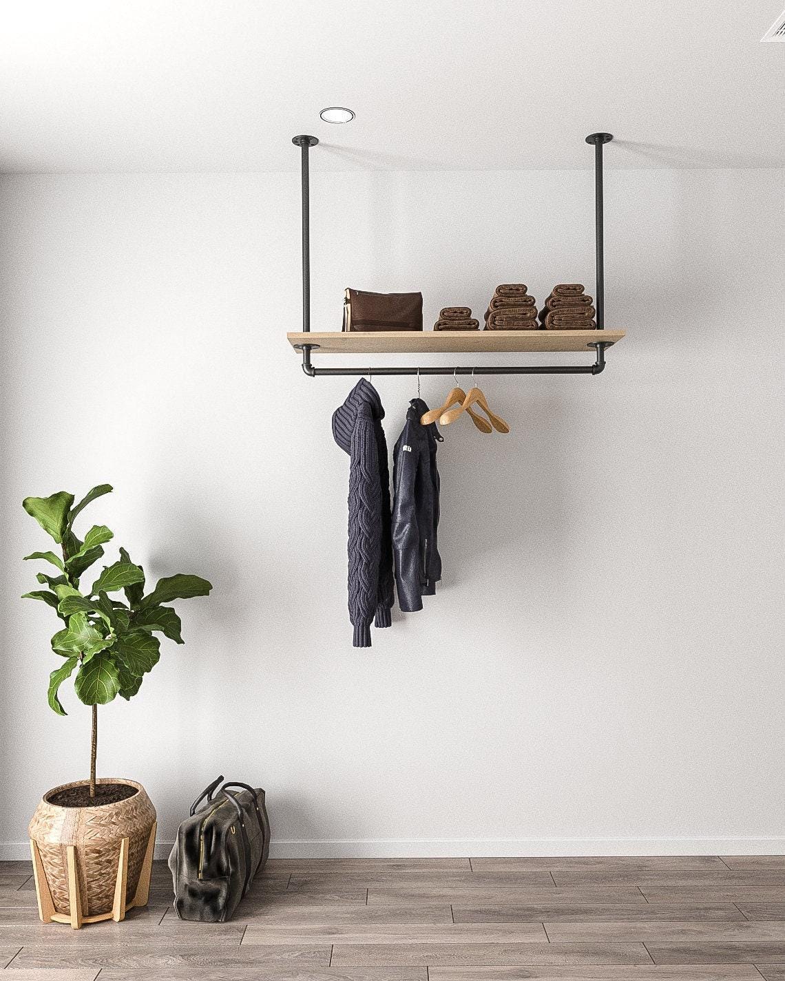 WOLTU industrielle Kleiderstange Wand, Garderobe für begehbaren WOLTU industrielle Kleiderstange Wand, Garderobe für begehbaren